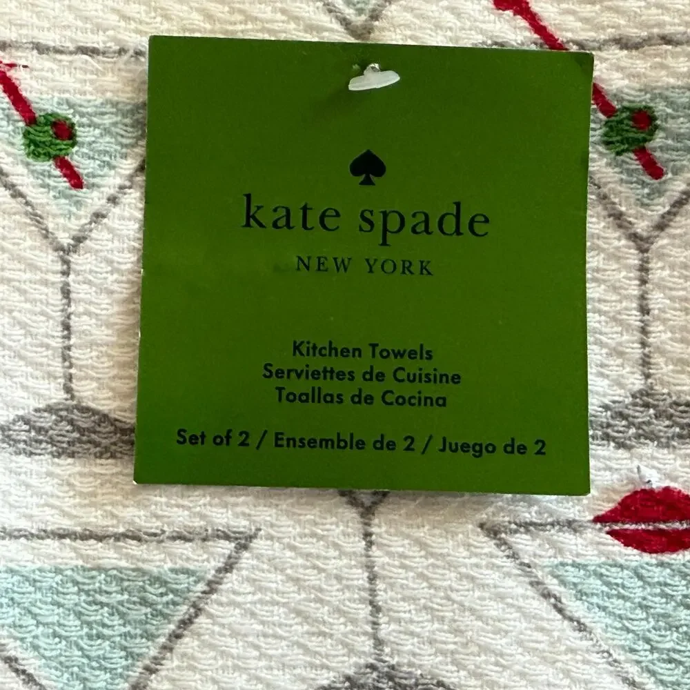 Kate Spade New York Olives Martini Cocktail Kitchen Towels Set of 2